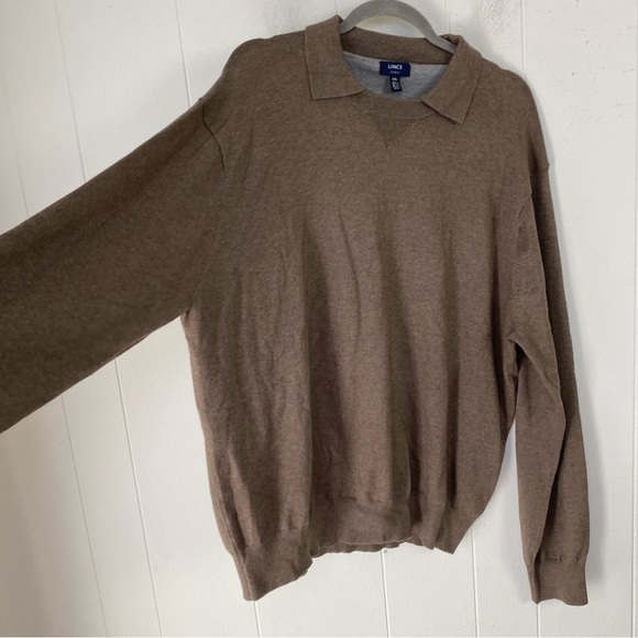 Lincs DC & Co. Collared Sweater Men’s Size XXL Beige Brown Pullover Silk Blend - Picture 7 of 11